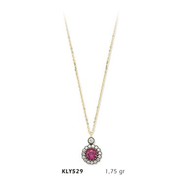 Harem Altın KLY529 14 Ayar Altın Pembe Taşlı Kolye