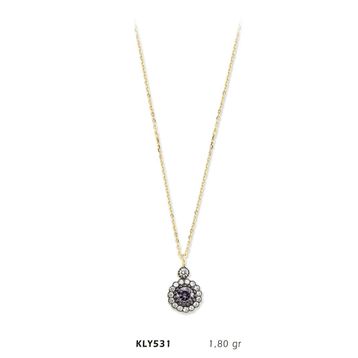 Harem Altın KLY531 14 Ayar Altın Mor Taşlı Kolye
