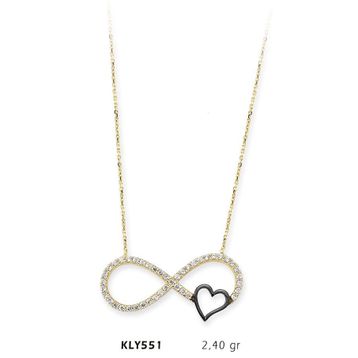 Harem Altın KLY551 14 Ayar Altın Kalp Sonsuzluk Kolye