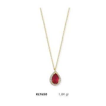 Harem Altın KLY650 14 Ayar Altın Kırmızı Damla Taş Kolye