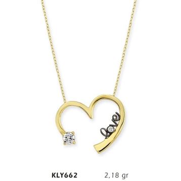 Harem Altın KLY662 14 Ayar Kalpli Love Altın Kolye