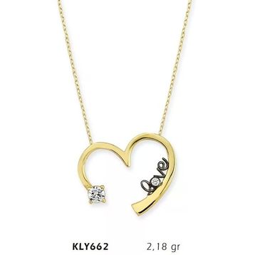 Harem Altın KLY662 14 Ayar Kalpli Love Altın Kolye