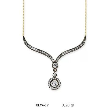 Harem Altın KLY667 14 Ayar Beyaz Taşlı Otantik Altın Kolye