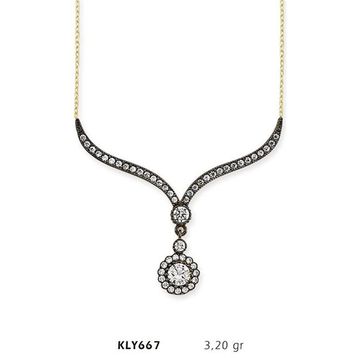 Harem Altın KLY667 14 Ayar Beyaz Taşlı Otantik Altın Kolye