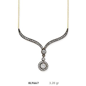 Harem Altın KLY667 14 Ayar Beyaz Taşlı Otantik Altın Kolye