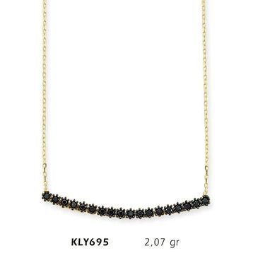 Harem Altın KLY695 14 Ayar Altın Siyah Sırataş Kolye