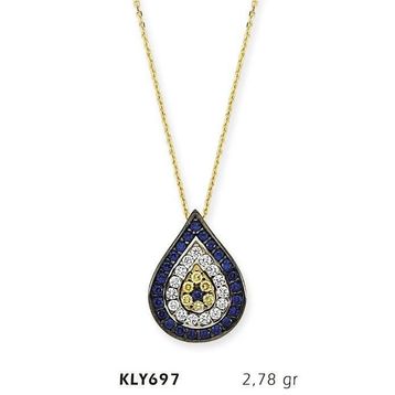 Harem Altın KLY697 14 Ayar Altın Damla Nazar Boncuğu Kolye