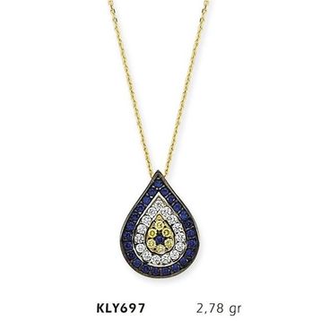 Harem Altın KLY697 14 Ayar Altın Damla Nazar Boncuğu Kolye
