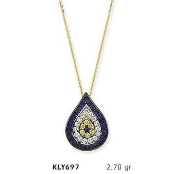 Harem Altın KLY697 14 Ayar Altın Damla Nazar Boncuğu Kolye