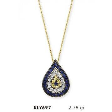 Harem Altın KLY697 14 Ayar Altın Damla Nazar Boncuğu Kolye