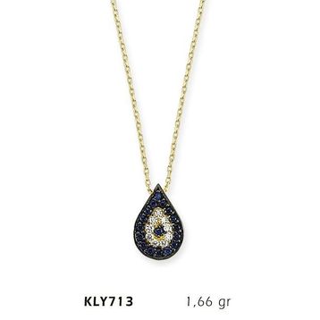 Harem Altın KLY713 14 Ayar Damla Nazar Boncuğu Altın Kolye