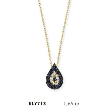 Harem Altın KLY713 14 Ayar Damla Nazar Boncuğu Altın Kolye