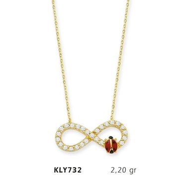 Harem Altın KLY732 14 Ayar Altın Uğur Böceği Sonsuzluk Kolye