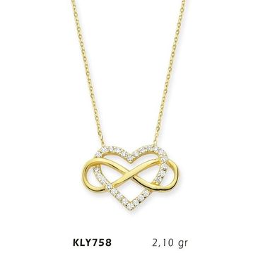 Harem Altın KLY758 14 Ayar Altın Kalp Sonsuzluk Kolye