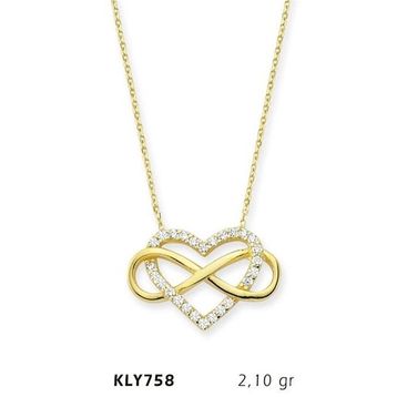 Harem Altın KLY758 14 Ayar Altın Kalp Sonsuzluk Kolye