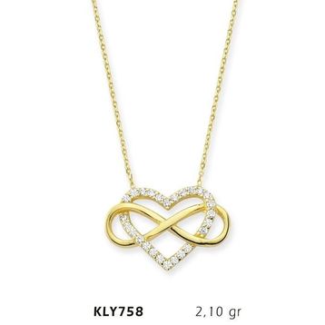 Harem Altın KLY758 14 Ayar Altın Kalp Sonsuzluk Kolye