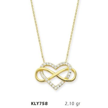 Harem Altın KLY758 14 Ayar Altın Kalp Sonsuzluk Kolye