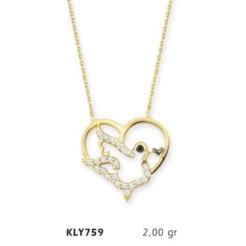 Harem Altın KLY759 14 Ayar Kalp Kuşusi Altın Kolye