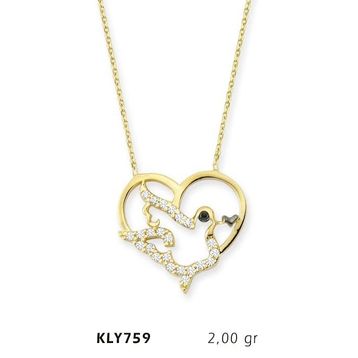 Harem Altın KLY759 14 Ayar Kalp Kuşusi Altın Kolye