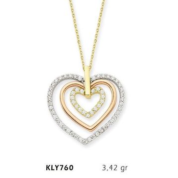 Harem Altın KLY760 14 Ayar Altın Üç Kalp Kolye