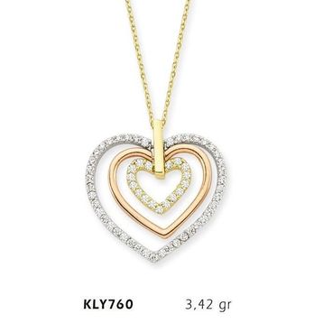 Harem Altın KLY760 14 Ayar Altın Üç Kalp Kolye