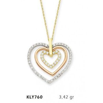 Harem Altın KLY760 14 Ayar Altın Üç Kalp Kolye