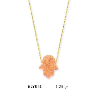 Harem Altın KLY816 14 Ayar Altın Opal Taşlı Fatma Eli Kolye