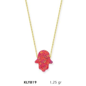 Harem Altın KLY819 14 Ayar Altın Opal Taşlı Fatma Eli Kolye