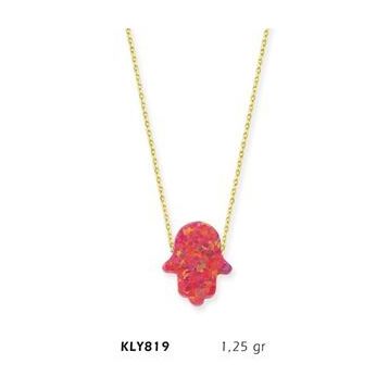 Harem Altın KLY819 14 Ayar Altın Opal Taşlı Fatma Eli Kolye
