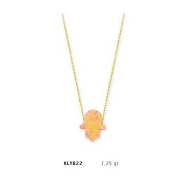 Harem Altın KLY822 14 Ayar Altın Rose Opal Taşlı Fatma Eli Kolye
