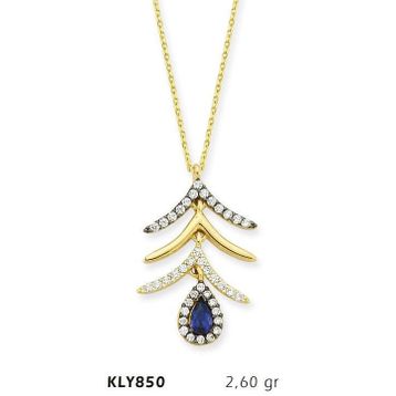 Harem Altın KLY850 14 Ayar Altın Mavi Damla Taşlı Kolye