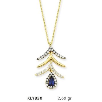 Harem Altın KLY850 14 Ayar Altın Mavi Damla Taşlı Kolye