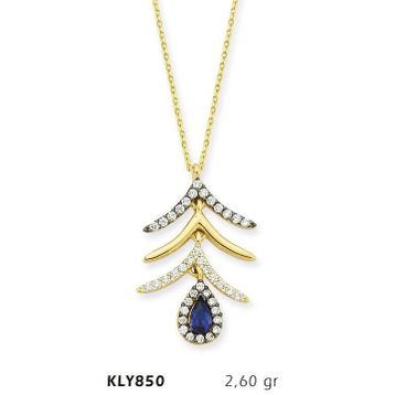 Harem Altın KLY850 14 Ayar Altın Mavi Damla Taşlı Kolye