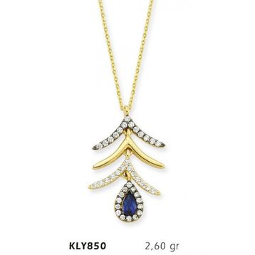 Harem Altın KLY850 14 Ayar Altın Mavi Damla Taşlı Kolye