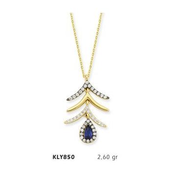 Harem Altın KLY850 14 Ayar Altın Mavi Damla Taşlı Kolye