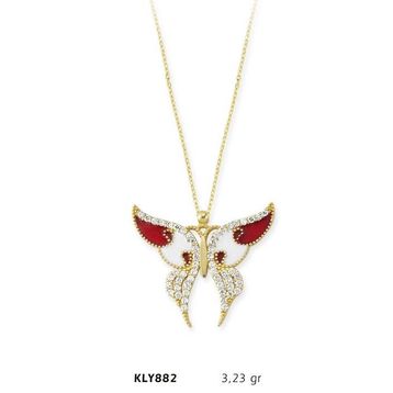 Harem Altın KLY882 14 Ayar Altın Kırmızı Kelebek Kolye