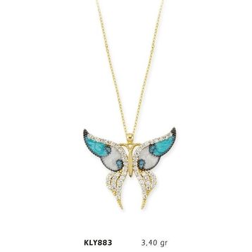 Harem Altın KLY883 14 Ayar Altın Mavi Kelebek Kolye