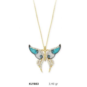 Harem Altın KLY883 14 Ayar Altın Mavi Kelebek Kolye