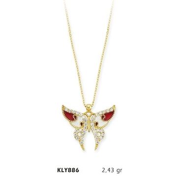 Harem Altın KLY886 14 Ayar Kırmızı Kelebek Kolye