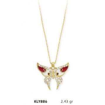 Harem Altın KLY886 14 Ayar Kırmızı Kelebek Kolye