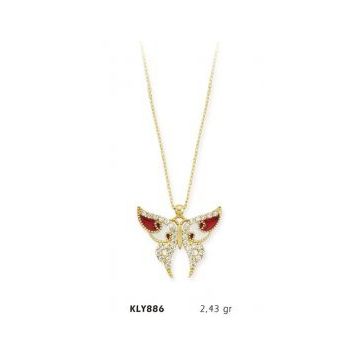 Harem Altın KLY886 14 Ayar Kırmızı Kelebek Kolye