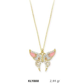 Harem Altın KLY888 14 Ayar Altın Pembe Kelebek Kolye