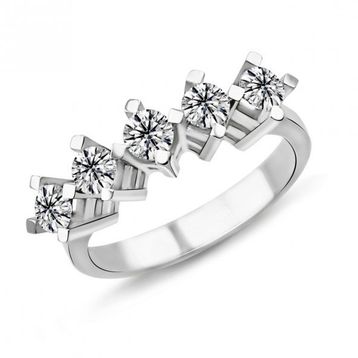 Harem Altın PB507 0.90 Karat Kadın D Renk Pırlanta Beş Taş Yüzük