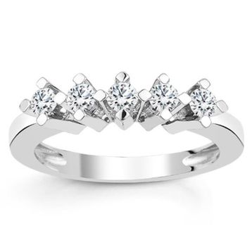 Harem Altın PB511 0.32 Karat Kadın F Renk Pırlanta Beş Taş Yüzük