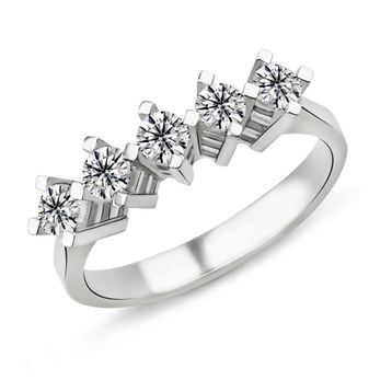 Harem Altın PB544 0.70 Karat Kadın G Renk Pırlanta Beş Taş Yüzük