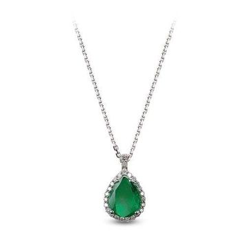 Harem Altın RTKL8 0.73 Ct Pırlanta Zümrüt Taşlı Altın Kolye
