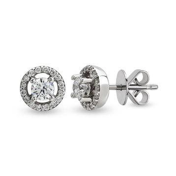 Harem Altın TKPE11 0.24 ct Etrafı Taşlı Tektaş Pırlanta Küpe