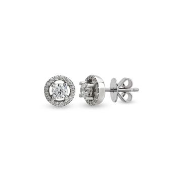 Harem Altın TKPE11 0.24 ct Etrafı Taşlı Tektaş Pırlanta Küpe