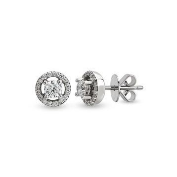 Harem Altın TKPE11 0.24 ct Etrafı Taşlı Tektaş Pırlanta Küpe