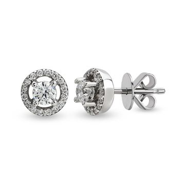 Harem Altın TKPE11 0.24 ct Etrafı Taşlı Tektaş Pırlanta Küpe